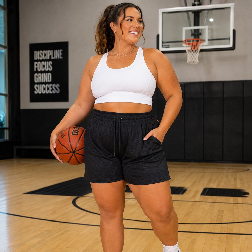 ATHLETIC WORKS Women's Gym Basketball Shorts Size 3XL (22) Black Lightweight